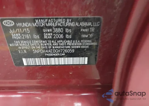 2016 Hyundai Elantra Se из США, поврежденный, VIN 5NPDH4AE0GH726059